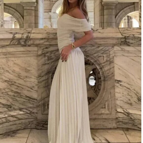 Lioness Cream Off-Shoulder Maxi Dress - Picture 2 of 8